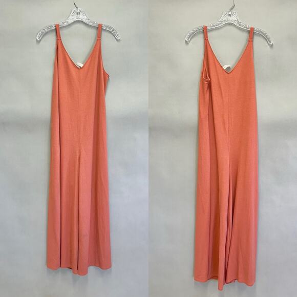 Athleta pink waffle knit Wind Down jumpsuit Size Small v neck wide leg - Picture 12 of 15